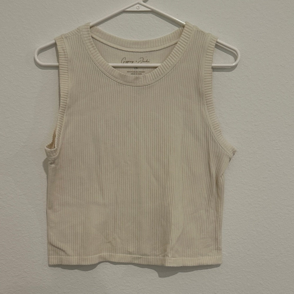 Classic Beige Ribbed Tank Top